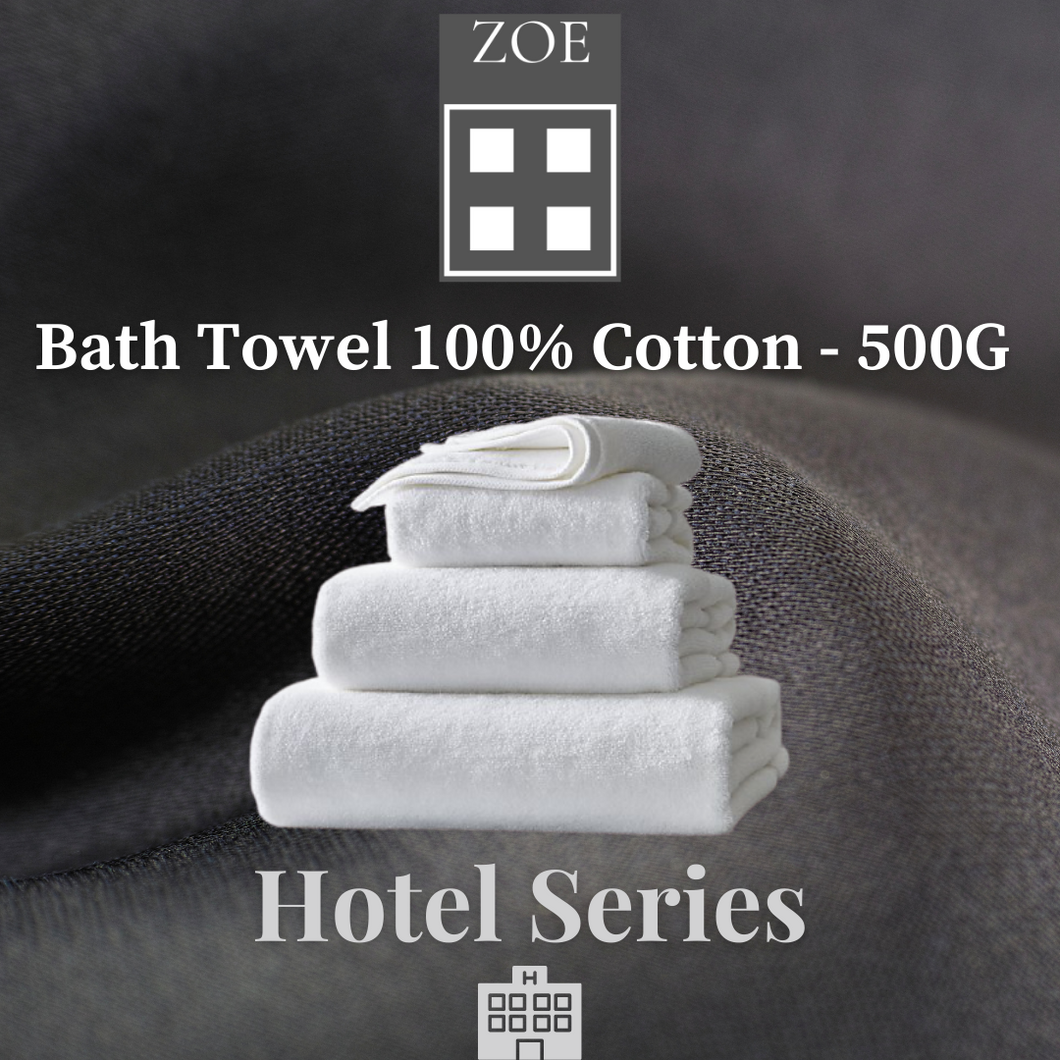100% Cotton Bath Towel White 500 Grams - Hotel Quality - Zoe Home®