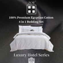 Load image into Gallery viewer, Zoe 4 in 1 Premium Egyptian Cotton Bedding Set Plain White Hotel Quality - Super Single / Queen / King - Zoe Home®
