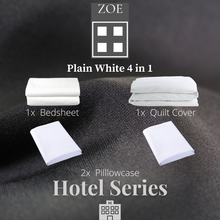 Load image into Gallery viewer, 4 in 1 Fitted Bedding Set Plain White Hotel Quality - Super Single / Queen / King - Zoe Home®
