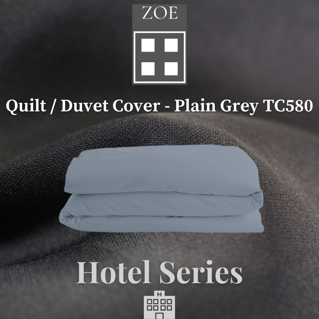 Duvet Cover Plain Grey Hotel Quality - Super Single / Queen / King - Zoe Home®