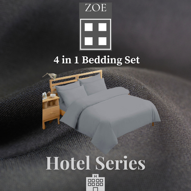 4 in 1 Fitted Bedding Set Plain Grey Hotel Quality - Super Single / Queen / King - Zoe Home®