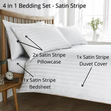 Load image into Gallery viewer, 4 in 1 Bedding Set 3cm Satin Stripes Hotel Quality - Super Single / Queen / King - Zoe Home®
