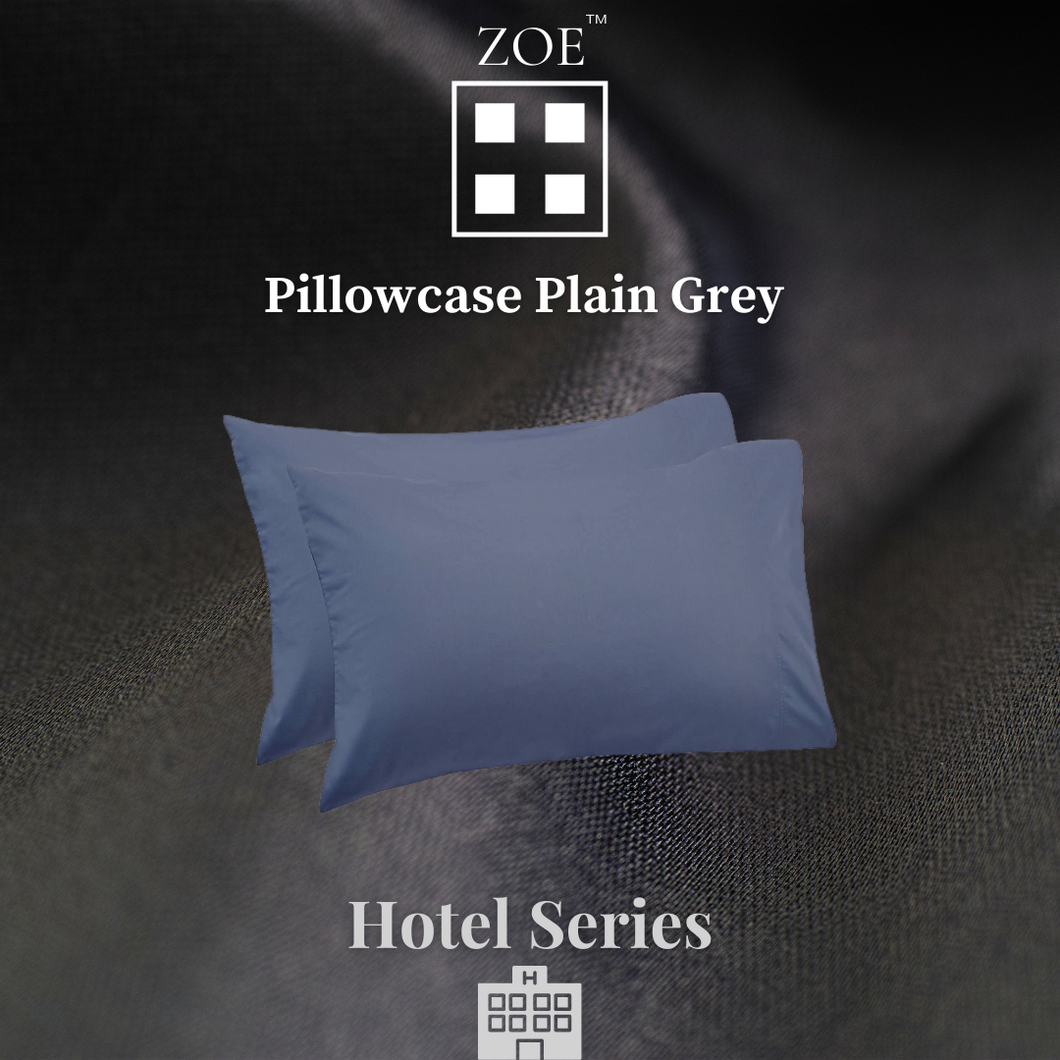 Pillowcase Plain Grey - Hotel Quality - Zoe Home®