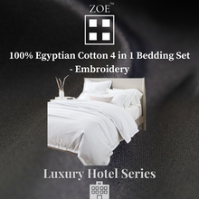 Load image into Gallery viewer, Zoe 4 in 1 Egyptian Cotton Bedding Set Plain White Hotel Quality - Super Single / Queen / King - Zoe Home®
