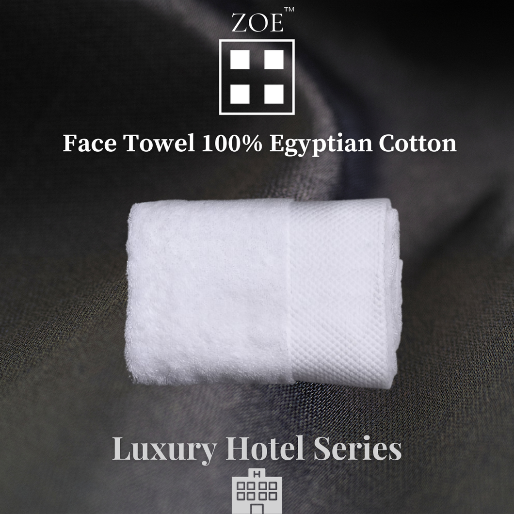 100% Egyptian Cotton Face Towel White - Hotel Quality - Zoe Home®