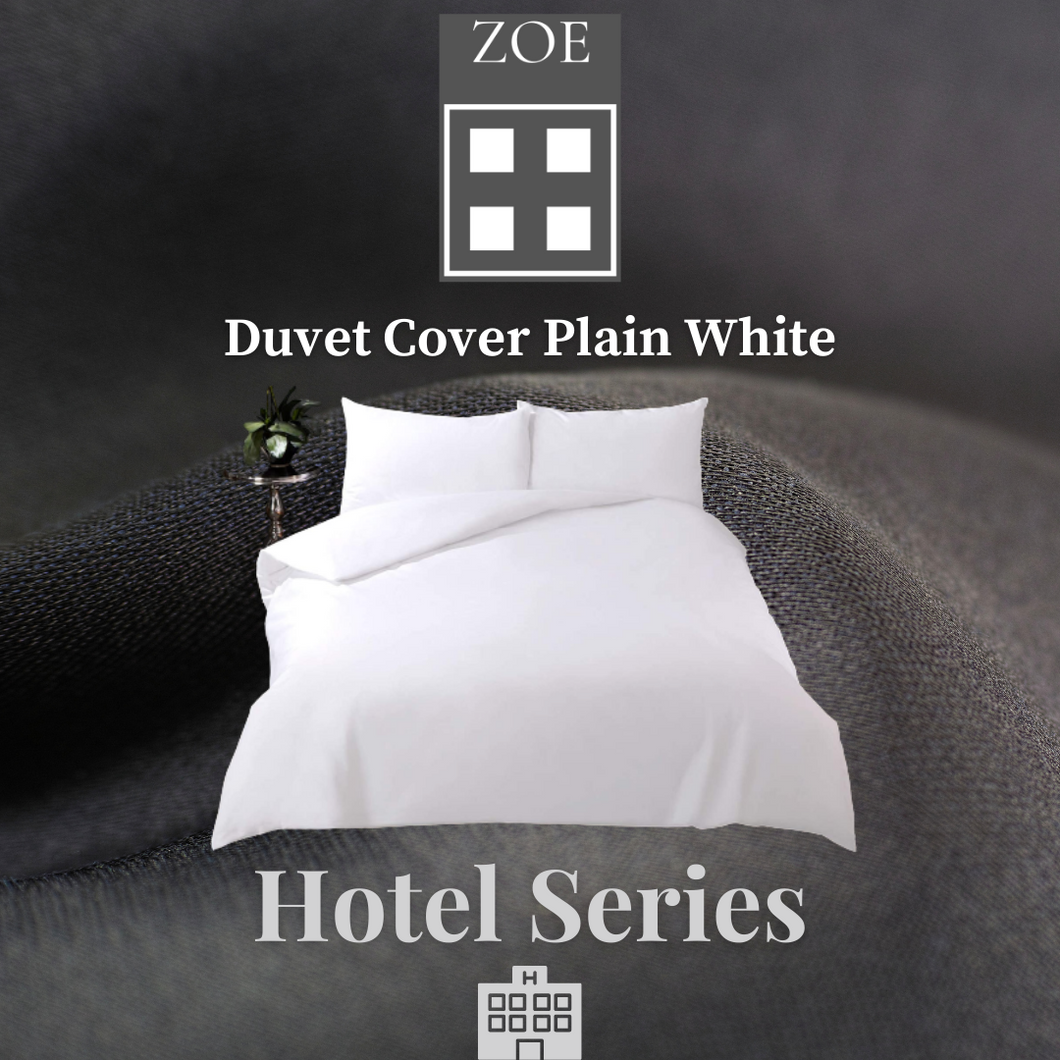 Duvet Cover Plain White Hotel Quality - Super Single / Queen / King - Zoe Home®