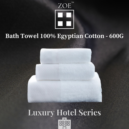 100% Egyptian Cotton Bath Towel White 600 Grams - Hotel Quality - Zoe Home®