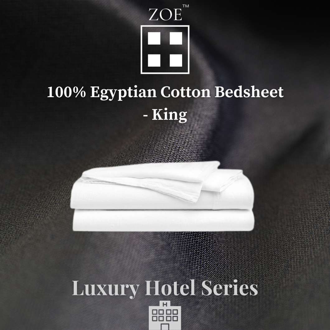 Zoe 100% Egyptian Cotton Bedsheet Plain White Hotel Quality - Super Single / Queen / King - Zoe Home®