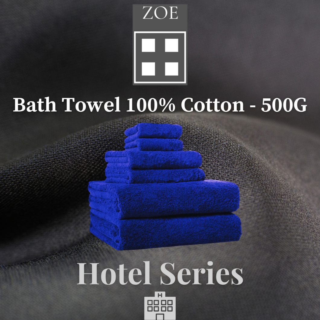 100% Cotton Bath Towel Blue 500 Grams  - Hotel Quality - Zoe Home®