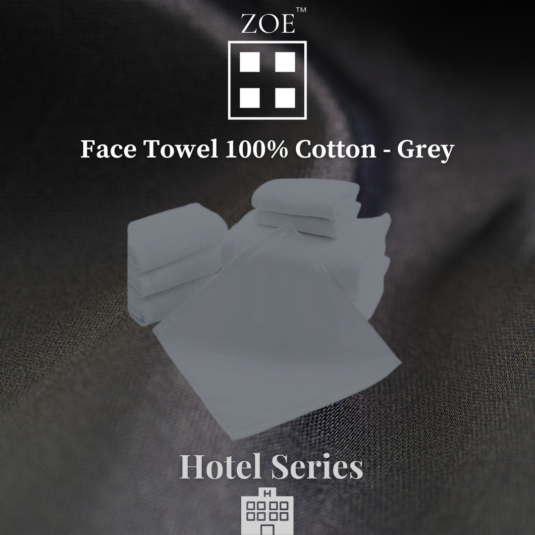 100% Cotton Face Towel Grey - Hotel Quality - Zoe Home®
