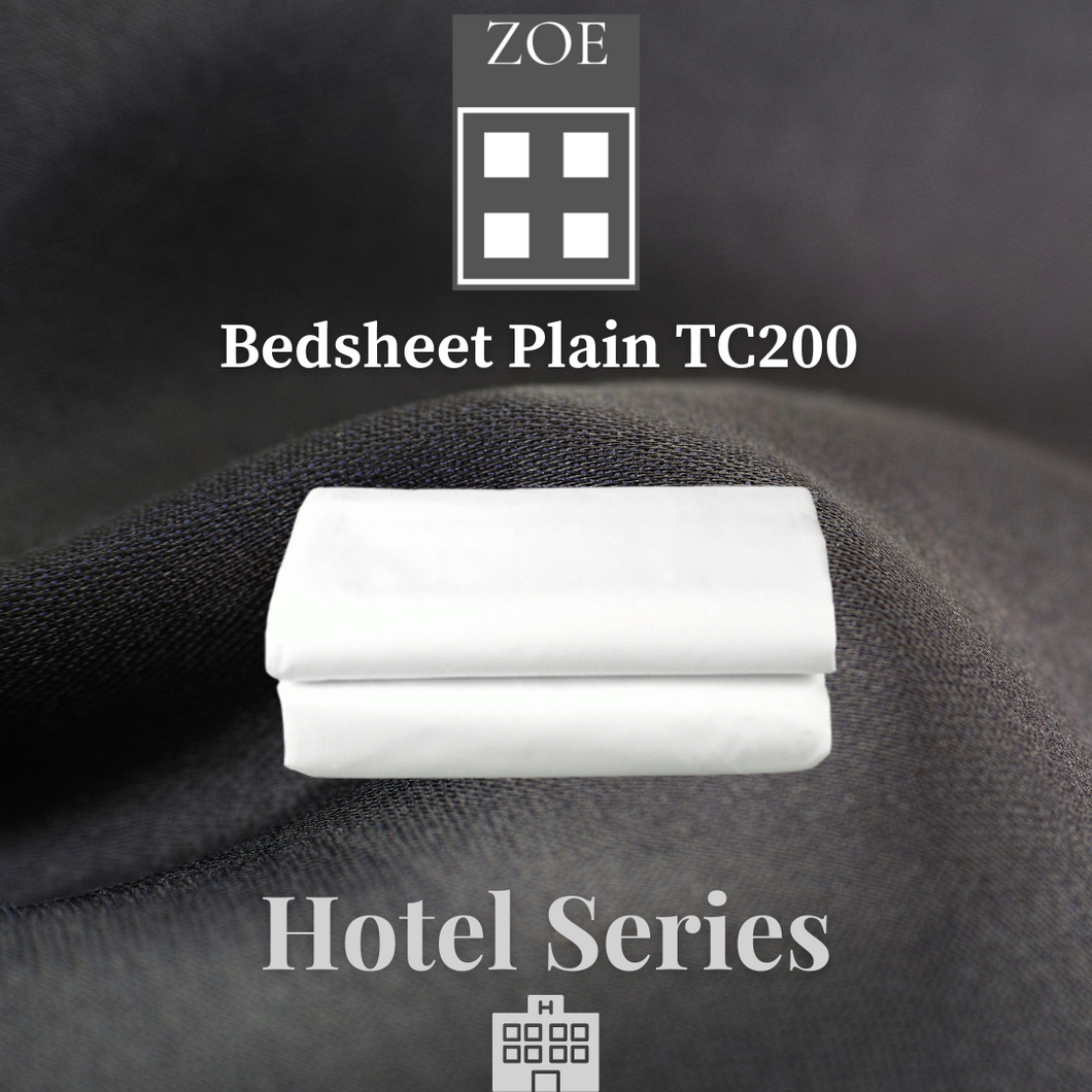 Bedsheet Plain White Hotel Quality - Super Single / Queen / King - Zoe Home®
