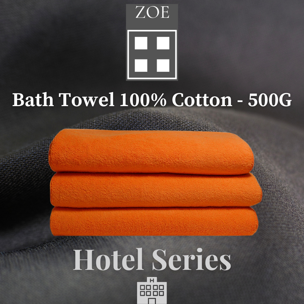 100% Cotton Bath Towel Orange 500 Grams  - Hotel Quality - Zoe Home®