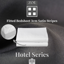 Load image into Gallery viewer, Fitted Bedsheet 3cm Satin Stripes Hotel Quality - Super Single / Queen / King - Zoe Home®
