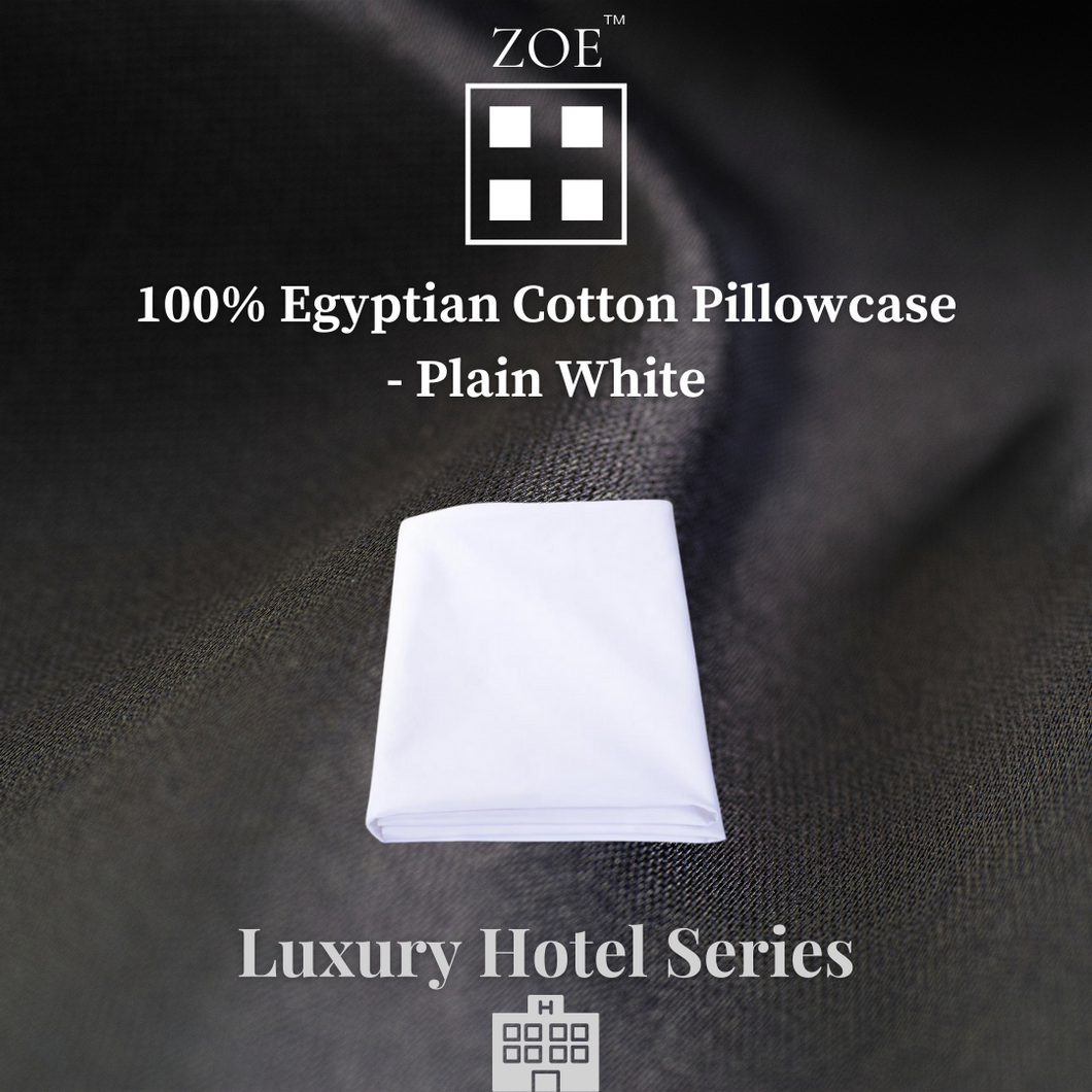Zoe 100% Egyptian Cotton Pillowcase Hotel Quality - Plain White / Flange with Embroidery - Zoe Home®