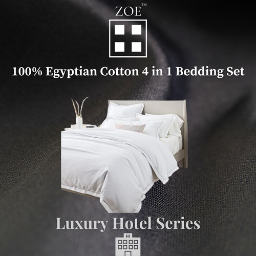 Zoe 4 in 1 Egyptian Cotton Bedding Set Plain White Hotel Quality - Super Single / Queen / King - Zoe Home®
