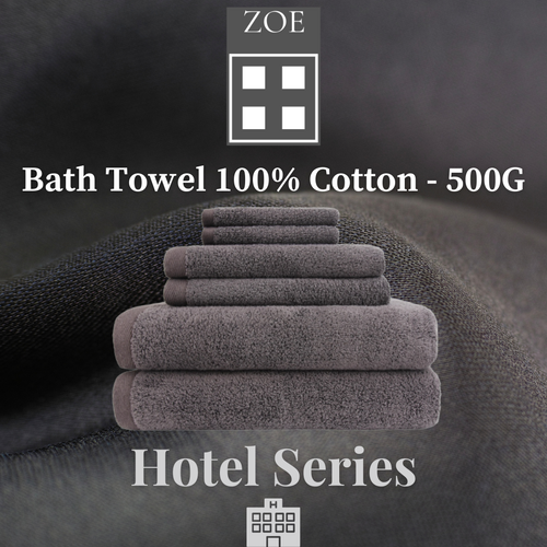 100% Cotton Bath Towel Dark Grey 500 Grams  - Hotel Quality - Zoe Home®