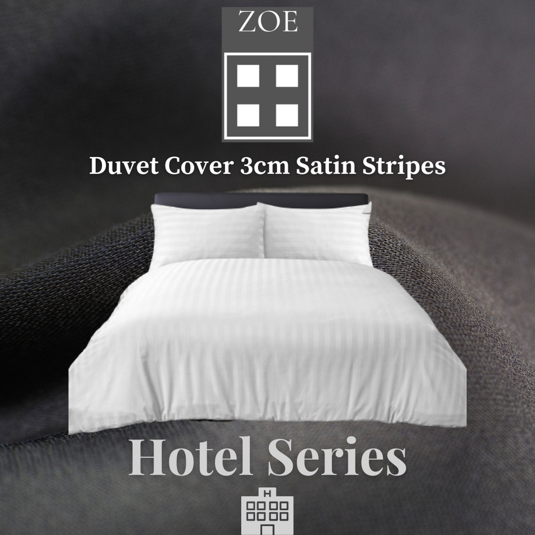 Duvet Cover 3cm Satin Stripes Hotel Quality - Super Single / Queen / King - Zoe Home®