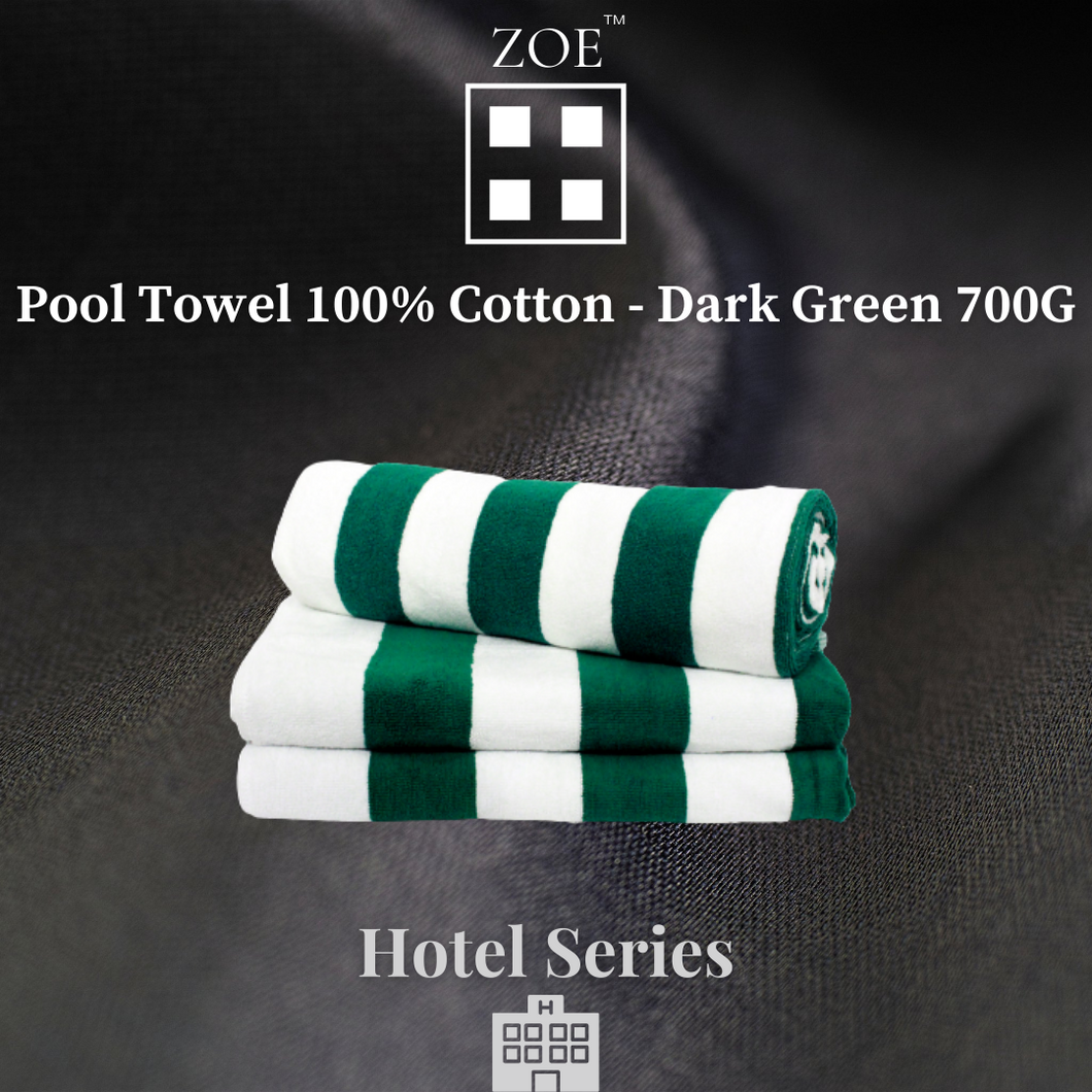 100% Cotton Swimming Pool Towel Dark Green 700 Grams - Hotel Quality - Zoe Home®